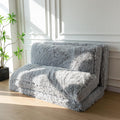 MAXYOYO Bean Bag Chair, Faux Fur Floor Sofa Floor Chairs for Adults, Folding Sofa Bed Foam Filling Wall Couch Chairs, Grey, 54x95 Inch
