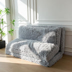 MAXYOYO Bean Bag Chair, Faux Fur Floor Sofa Floor Chairs for Adults, Folding Sofa Bed Foam Filling Wall Couch Chairs, Grey, 54x95 Inch