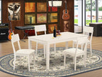 East West Furniture CAAD5-LWH-LC 5 Piece Dining Room Table Set Includes a Rectangle Kitchen Table and 4 Faux Leather Upholstered Dining Chairs, 36x60 Inch, Linen White