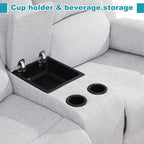 Recliner Sofa Set Couches for Living Room Chair Line Fabric Living Room Furniture Sets, Adjusted Reclining Couch Furniture Sofa Set for Theater Seating, Grey White