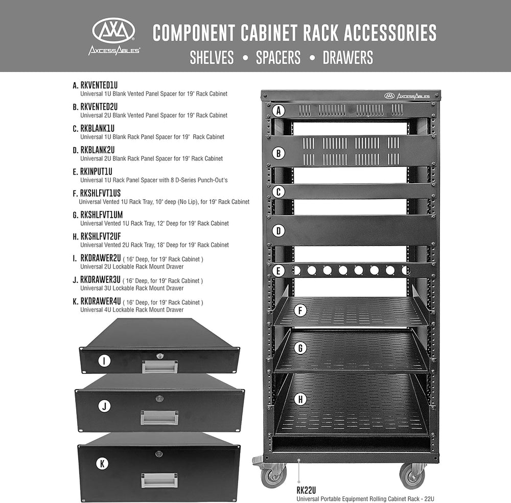 AxcessAbles 2U Vented Rack Shelf - 2 Pack | Rack Trays for 19 Inch Equipment ...