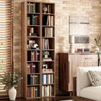 IRONCK Tall Narrow Bookshelf 8 Tiers 71in Set of 2, Compact Corner Bookcase | 4 Adjustable Shelves. Compact Corner-fit Design for Living Room, Office or Bedroom. Each Shelf Supports 28 lbs. Easy Setup.