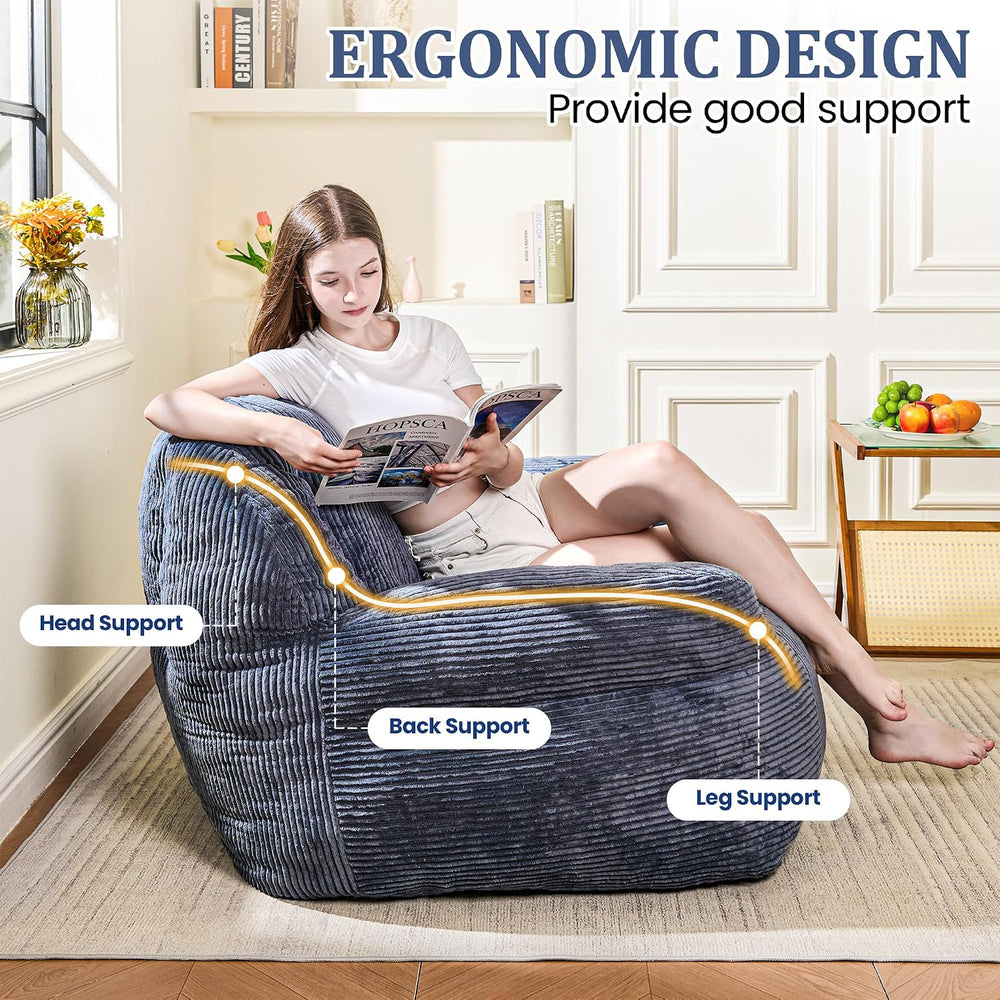 Giant Bean Bag Chair, Faux Fur Bean Bag Chairs for Adults, Fluffy and Comfy B...