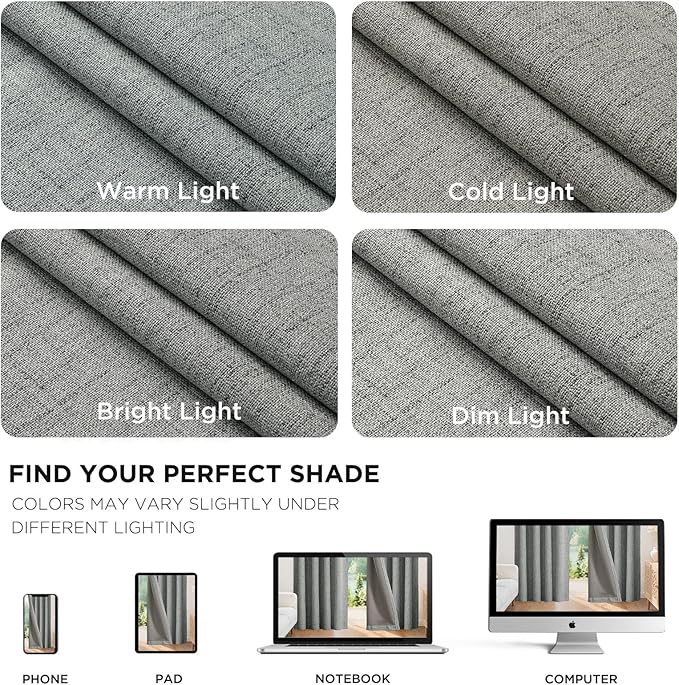 Joydeco Blackout Curtains for Bedroom - 100% Light Blocking 2 Panels Light Grey Drapes 100"W x 96"L, Thermal Insulated Room Darkening Curtains, Linen Textured for Living Room, Rod Pocket & Back Tabs