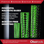 Olsa Tools Magnetic Socket Organizer | 3pc Socket Holder Kit | 1/2-Inch, 3/8-Inch, 1/4-Inch Drive | Socket Organizers For Toolboxes | Green | Holds 123 | Professional-Grade Tool Organizer | Part 1561