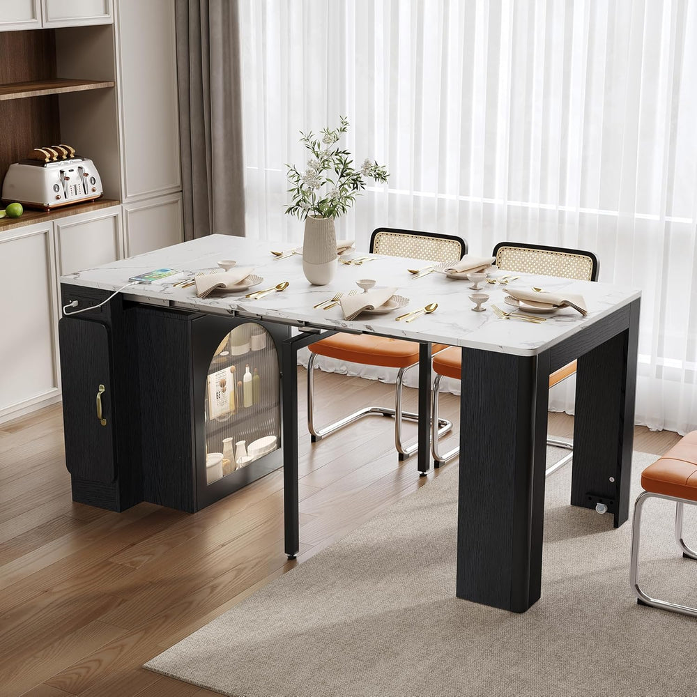 Extendable Dining Table with Storage, Transformer Console Table for 1-5 Peopl...