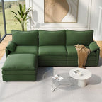 Vesgantti 108" Modular Sectional Sofa, Comfy Cloud Couch with Movable Ottoman Deep Seat Chenille L Shaped Modular Sofa, Sectional Couches for Living Room, Bedroom and Apartment, Green