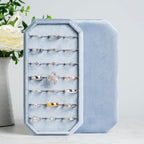 Velvet Ring Organizer Display Tray Jewelry Box Earring Holder Case for Wedding Birthday Christmas Day (Light Ocean Blue)