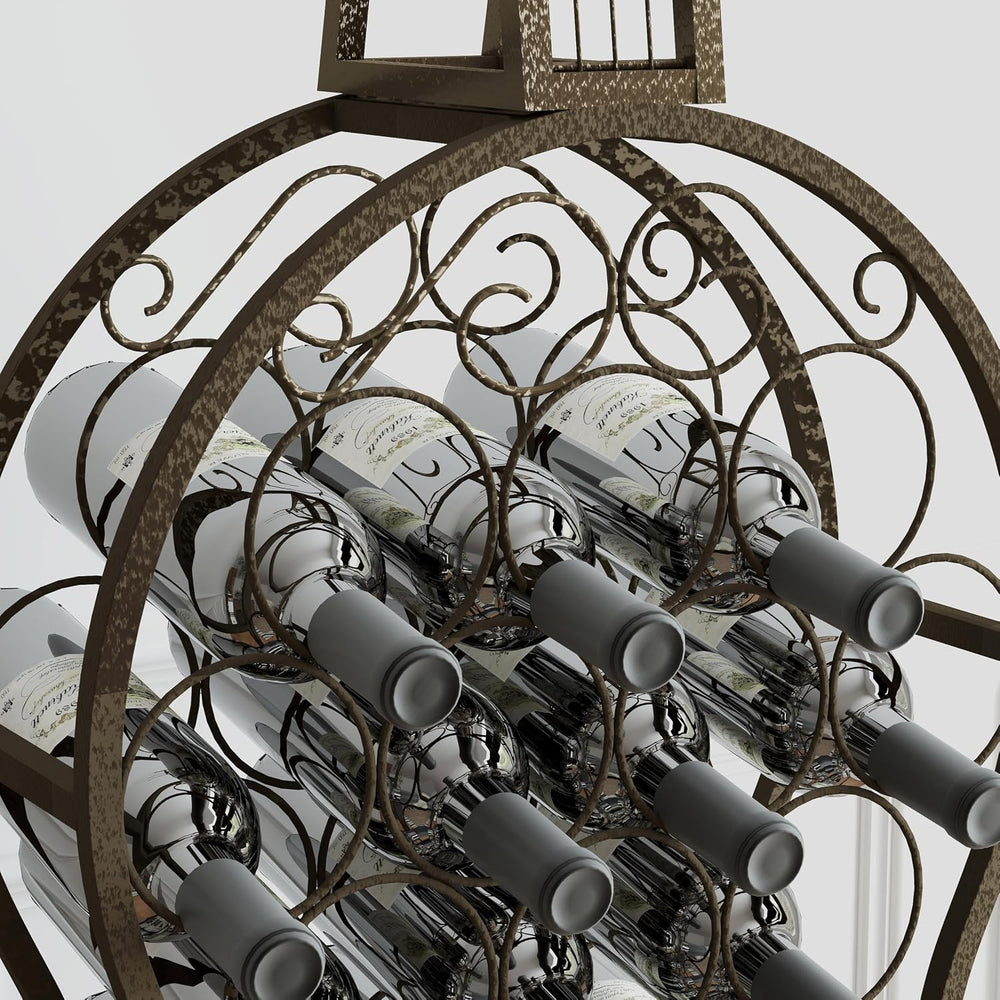 Cello Shaped Wine Rack Floor Standing, 32-Bottle Freestanding Metal Wine Towe...