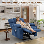 Massage Rocker Recliner Chair for Living Room, Vibration Massage Heat,Blue | USB Charge Port, 4 Pockets, 2 Cup Holders, Ergonomic Comfy Recliners, Sofa Chair, Reading & Bedroom Chair