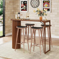 55" Long Bar Table, Fluted Wood Counter Height Pub Table, High Top Kitchen Breakfast Bar Tables with Sturdy Metal Frame, Modern Bar Height Dining Table for Bistro, Dining Room, Living Room