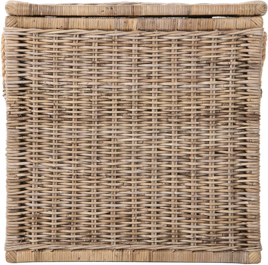 Kouboo Tall Rattan Storage Basket with Handles and Lid Wicker Trunk for Bedroom, Bathroom or any Room Natural Coastal Beach Style Decor 24 in. H x 24 in. W x 16 in. D - from