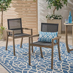Merax Mesh Seating Solid Wood Dining Chairs Set of 2, French Country Style Accent Side Seating Furniture for Kitchen, Living Room, Textile Back,Grey