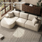 Dowinx 107'' Modular Sectional Sofa Couch with Chaise, No Assembly Required, Modern Bouclé-Inspired Upholstery, Convertible L-Shaped Design for Living Room – Oatmeal Beige