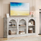 Tribesigns TV Media Consoles for Living Room, Farmhouse Entertainment Center with Storage Cabinets, Modern Television Stand for Bedroom, Distressed White