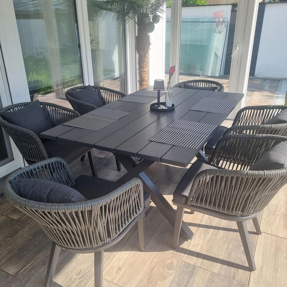 PURPLE LEAF 7 Pieces Patio Dining Set, Rectangular Table and Chairs, Grey