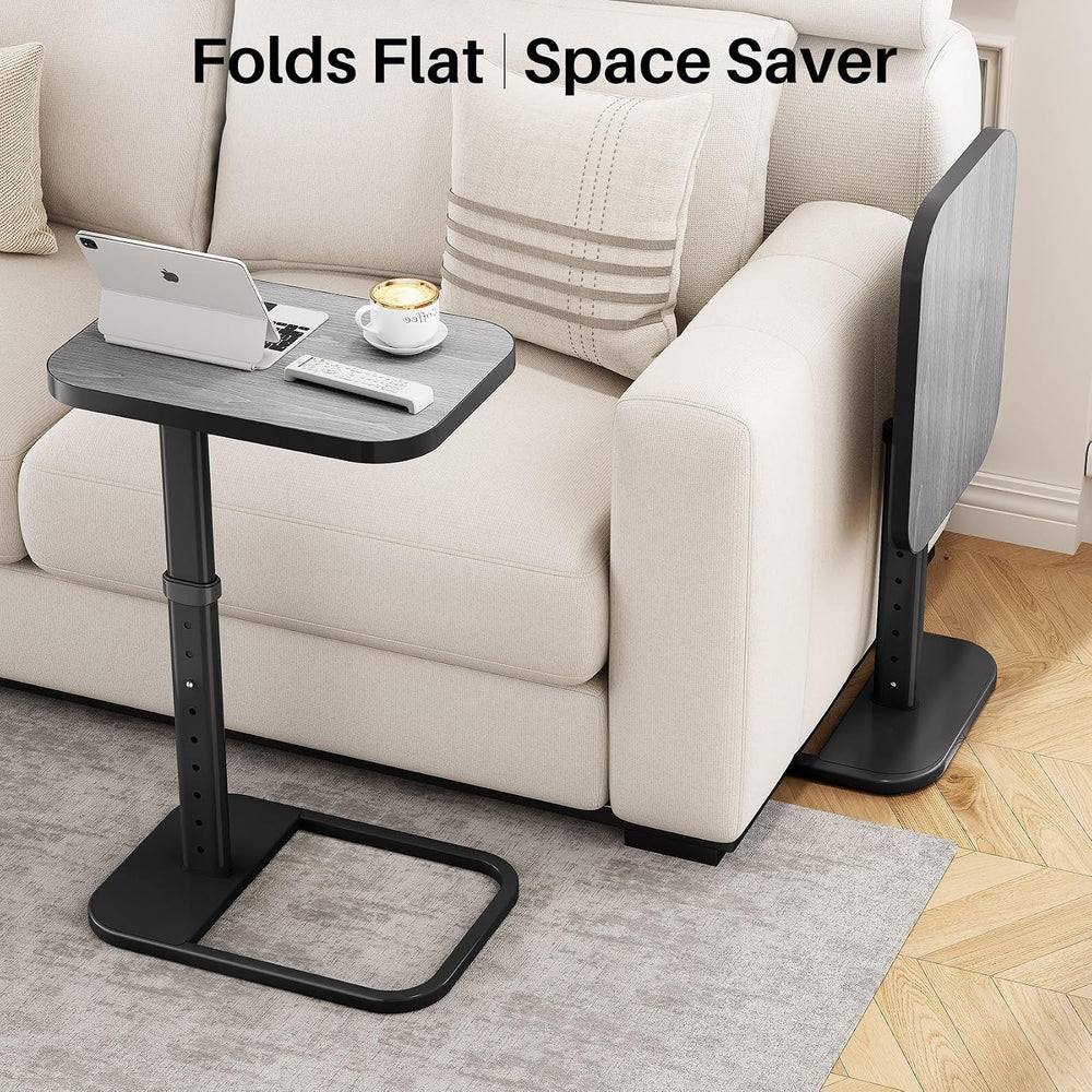Kitstorack TV Tray Table, Adjustable Height & Rounded Metal Corners, Snac...