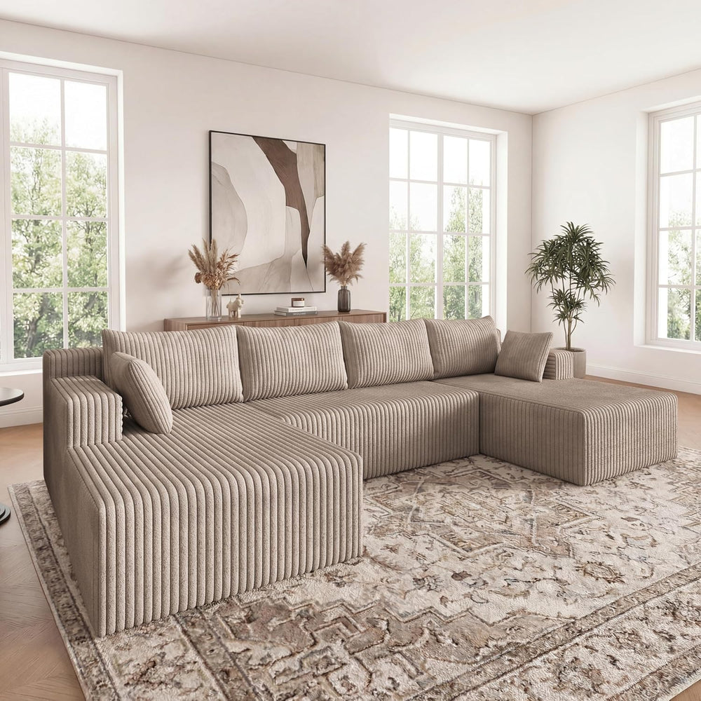 124 Inch Oversized Sectional Sofa Cloud Couch for Living Room - Symmetrical U...