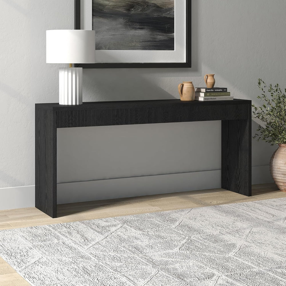 Henn&Hart 64" Rectangular Fluted Console Table, Ribbed Entryway Tabl...