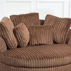 Aoiy & Wifon 59.8" W Oversized Barrel Chair, Round Accent Chair with Wheels, Extra Large Living Room Chair, Faux Fur, Brown