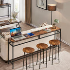VECELO 71In Extra Long Narrow Sofa/Console Table with Charging Station & Power Outlet and USB Ports, for Entryway, Living Room, Office, Industrial, Rustic Brown