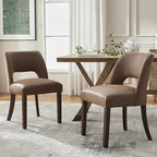 VKNOW Modern Dining Chairs Set of 6, Faux Leather Upholstered Dining Room Chair Kitchen Chairs, Farmhouse Dinner Chair for Kitchen Dining Room, Dark Brown