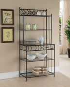 Kings Brand Furniture - 5-Tier Standing Kitchen Bakers Rack for with Storage Microwave Stand, Metal Frame with Marble Finish - Black
