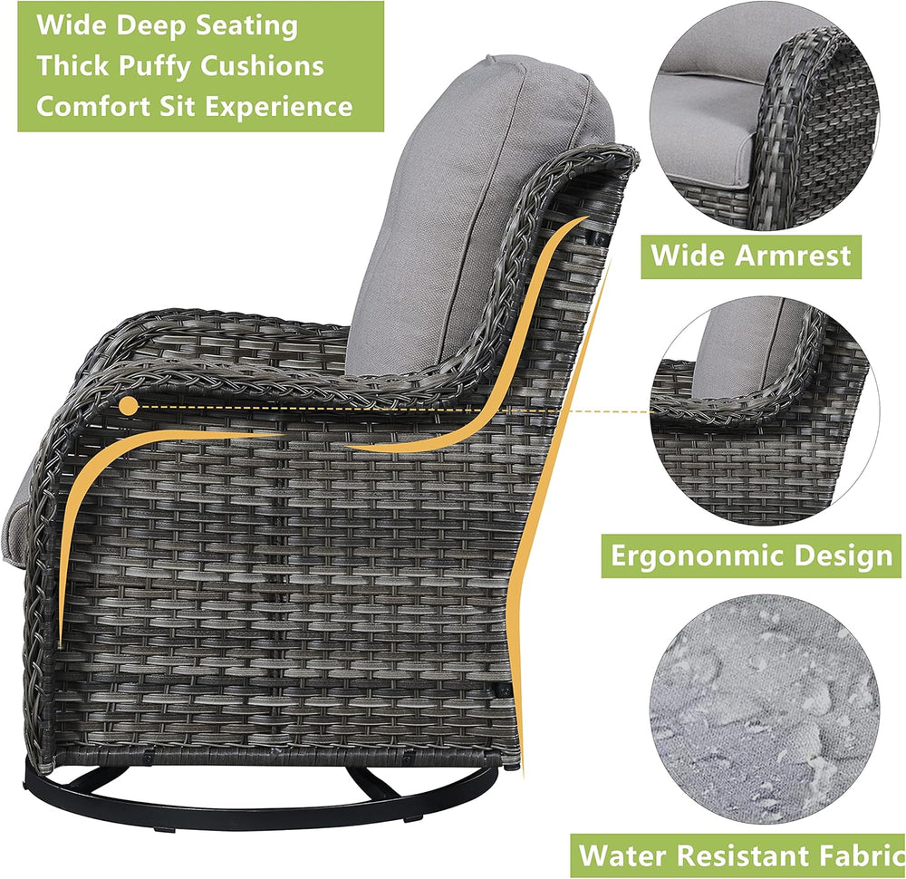 Outdoor Patio Swivel Rocker Chairs - Wicker Rattan Patio Swivel Rocking Chair...