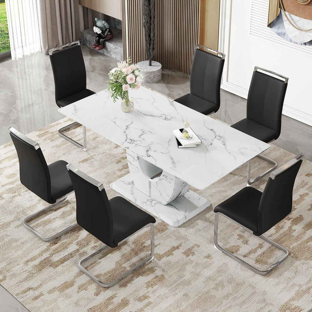 Dining Table Set for 6, Kitchen Table Chairs Set of 6, Modern Dining Room Set...