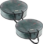 VENO 2 Pack Christmas Wreath Storage Container - 24 Inch Clear Wreath Bag, Christmas Garland and Holiday Decoration Organizers with Zipper and Durable Handles (Clear, 24"-2 Pack)