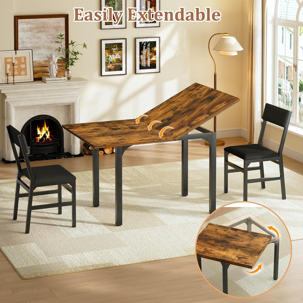 HUAHUU 5-Piece Dining Table Set for 4, Extendable Kitchen Table Set with 4 Up...