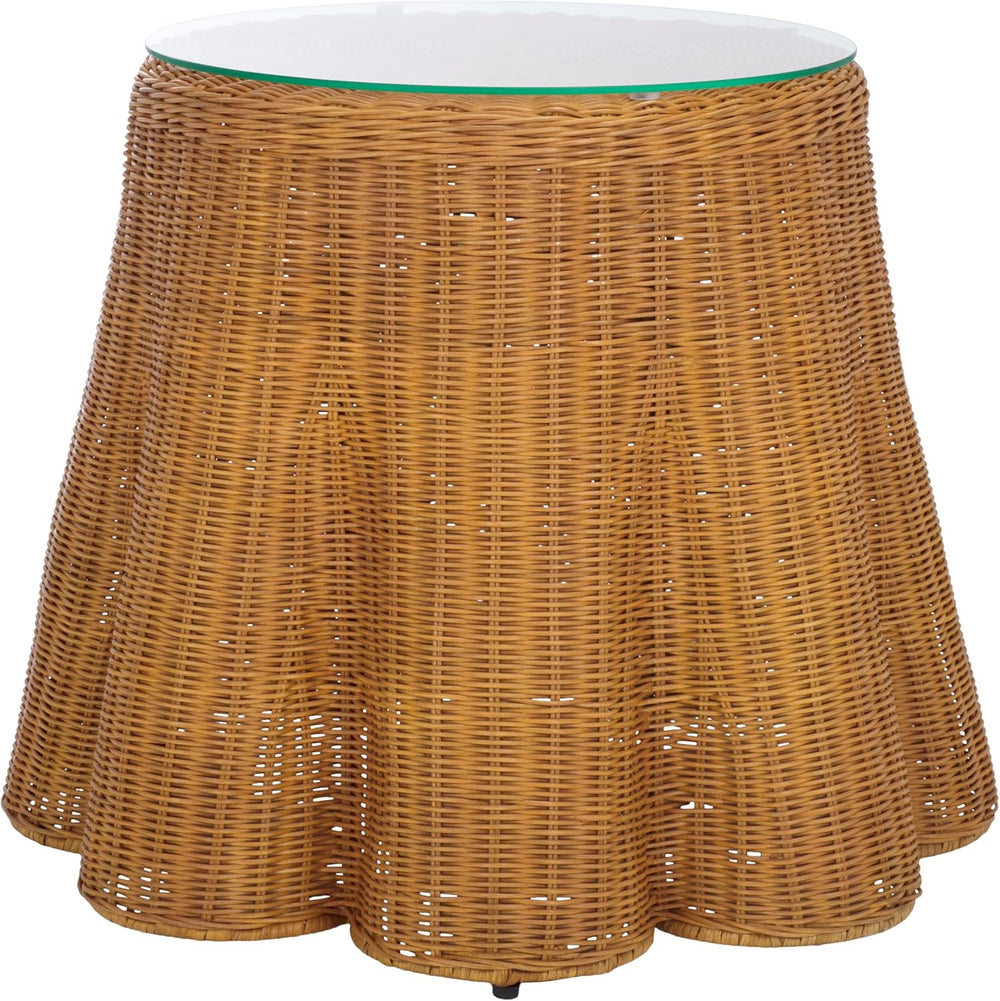 SAFAVIEH Couture Collection - Hylda Natural Rattan Accent Table, Round Shape,...