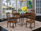 East West Furniture MZDA5-MAH-W 5 Piece Kitchen Table & Chairs Set Includes a Rectangle Dining Table with Dropleaf and 4 Dining Room Chairs, 36x54 Inch, Mahogany