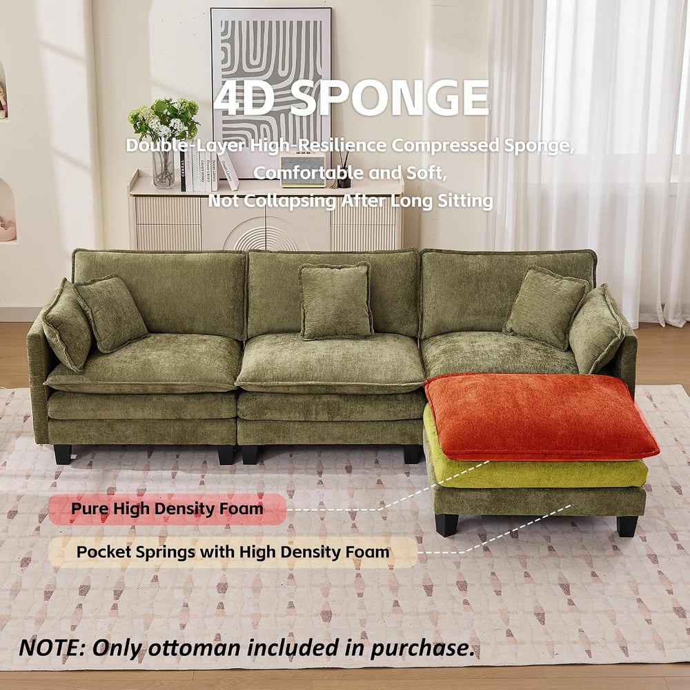 Opiesit Ottoman for Sectional Cloud Couch, Chenille Ottoman for Deep Seat Mod...