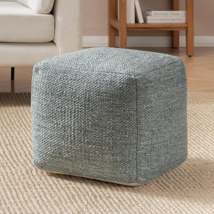 Anji Mountain 16" H x 16" W Handmade Pouf Ottoman for Living Room & Couch | Soft & Fluffy Ottoman Pouf, Lightweight, Decorative Floor Pouf Seating for Bedroom & Home Décor Accent, Green