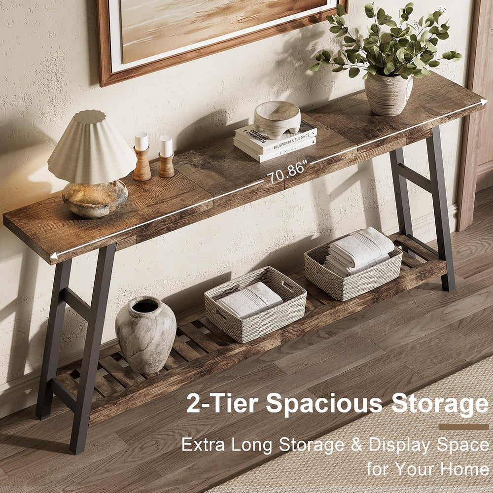 ChooChoo 70.9 Inch Long Console Tables for Entryway, Hallway Table, 2-Tier | ...