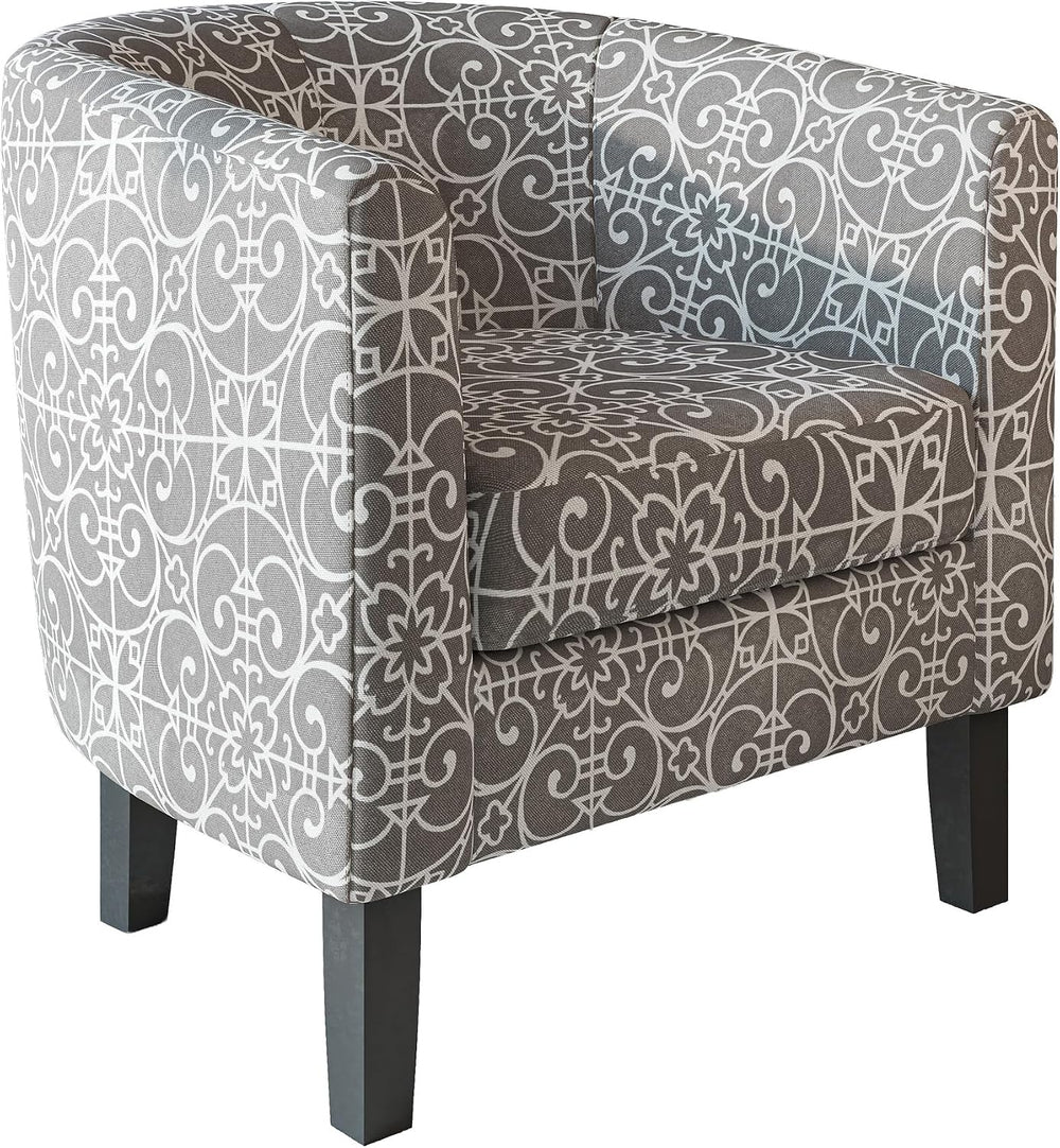 BELLEZE Accent Barrel Chair Set of 2, Linen Round Chair Club Tub Sofa Corner ...