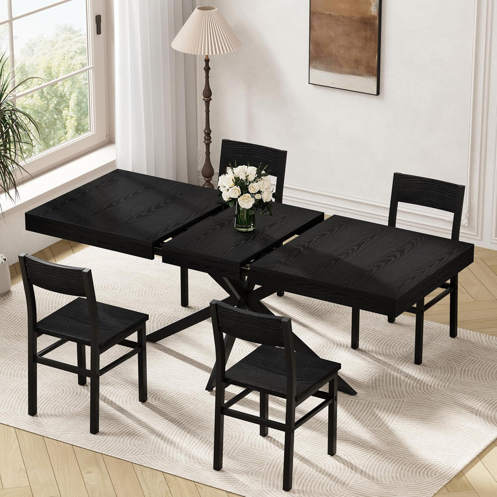 5-Piece Dining Table Set for 4 6 8, Large 55"-70.9" Extendable Dini...