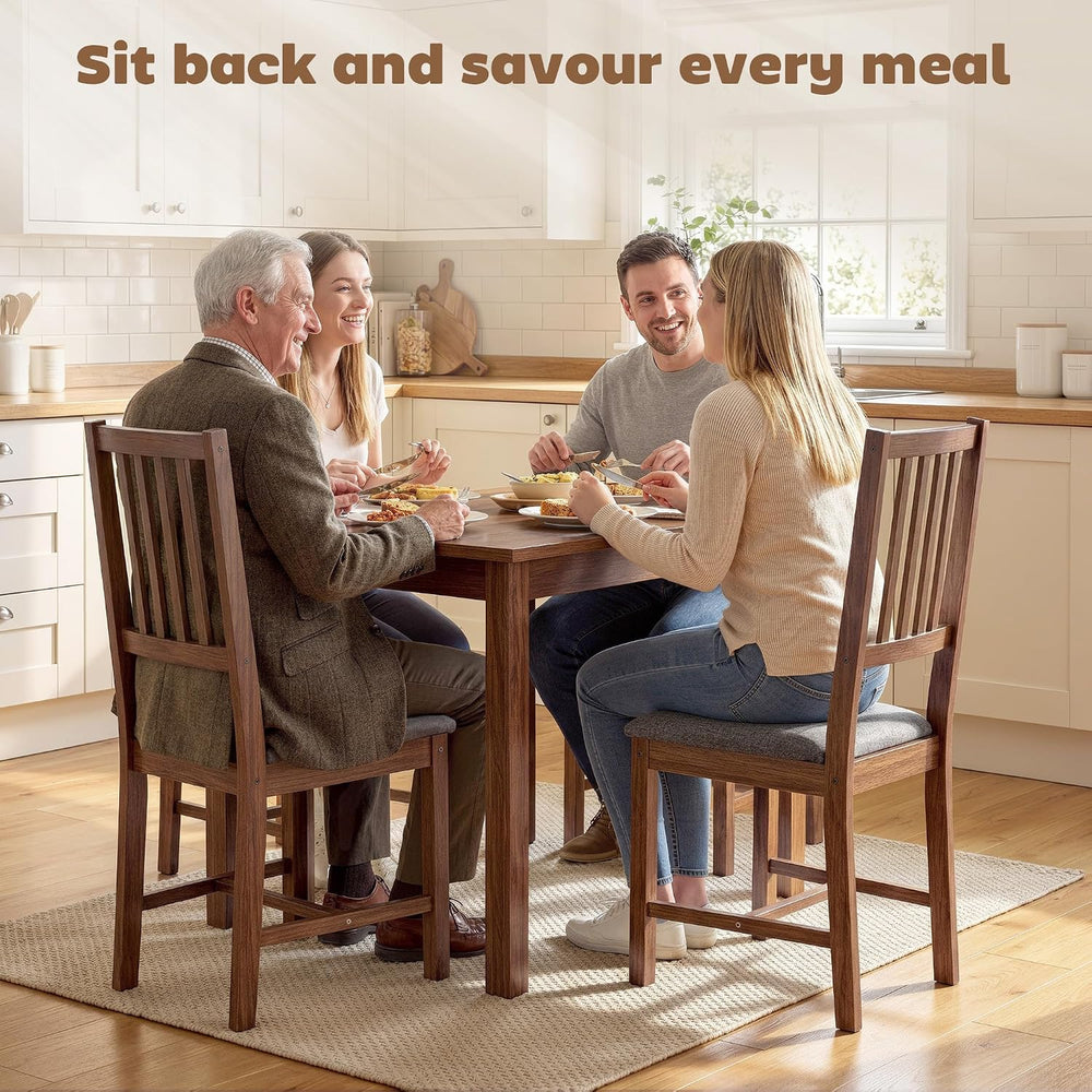 HOMCOM Wooden Dining Chairs Set of 4 with Slat Backrest, Farmhouse, Walnut