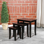 DTY Indoor Living 3-Piece Nesting Tables - Wooden Table Set of 3 for Living Room - Stackable Tables with Sleek Espresso Finish for Stylish and Space-Saving Home Furniture