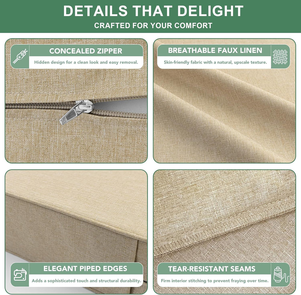 Summsun Outdoor Chair Cushions Set of 4, Faux Linen Patio Furniture Cushions,...