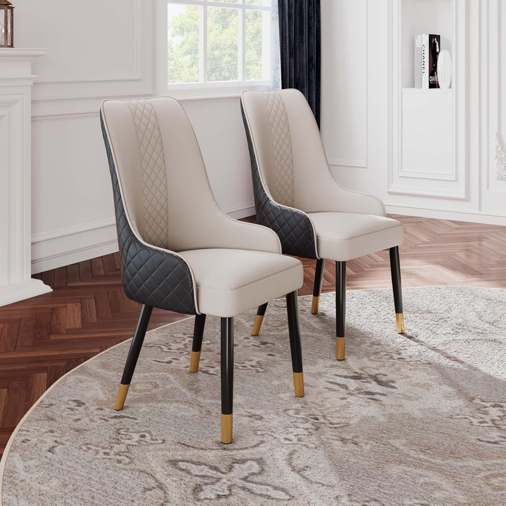 POVISON PU Dining Chairs Set of 2, 38" Faux Leather Upholstered Bar Chai...