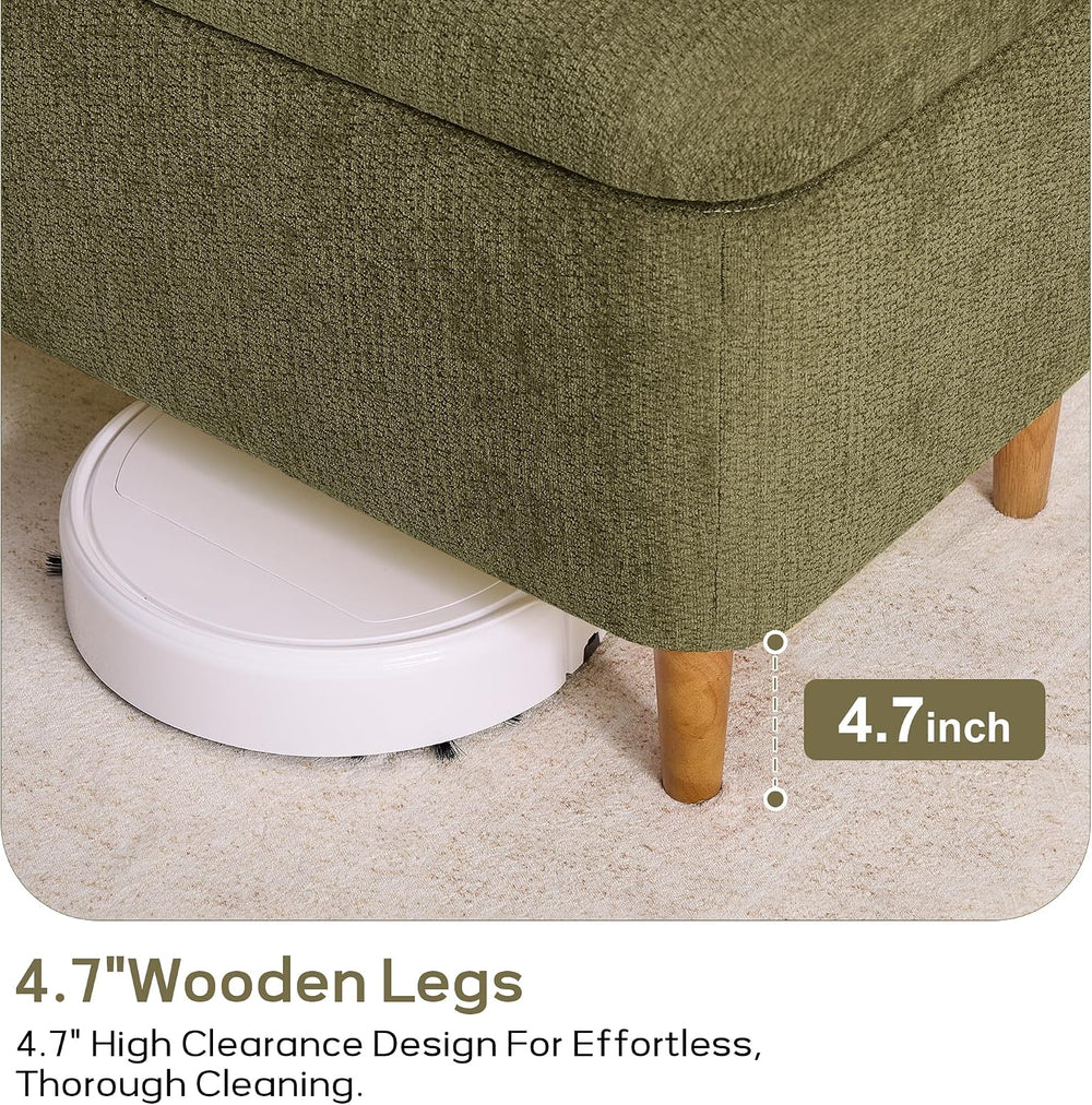 39.4”Ottoman with Storage,Upholstered Comfy Storage Bench Ottoman with Wooden...
