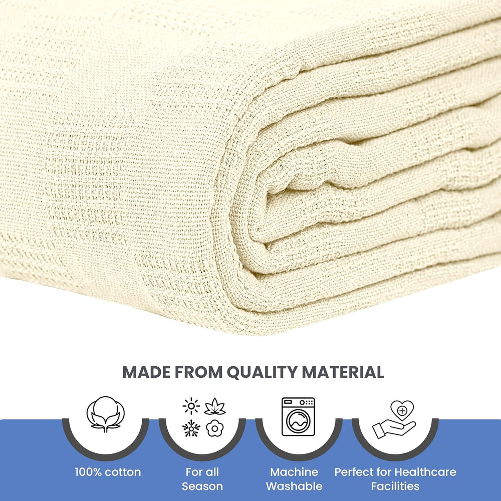 Linteum Textile Hospital Thermal SNAGLESS Spread Blanket, 100% Cotton (74x100...