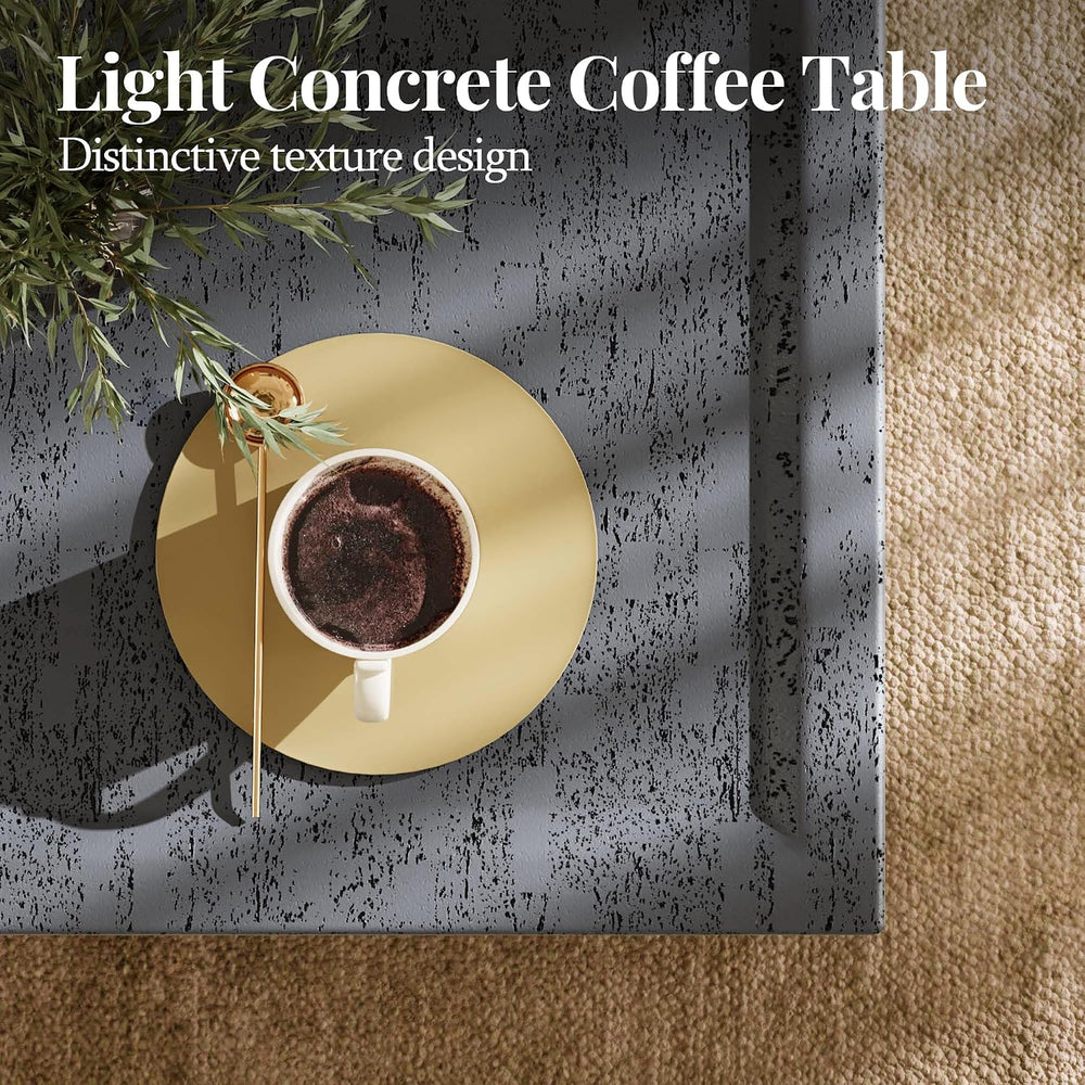 28" Square Outdoor Coffee Table, Travertine Look, Dark Gray
