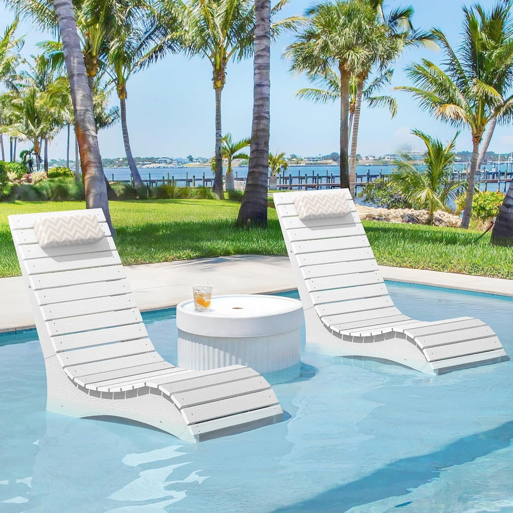 HDPS Pool Lounge Chairs Set of 2, Use in Pools Lounge Chairs up to 10-Inches ...