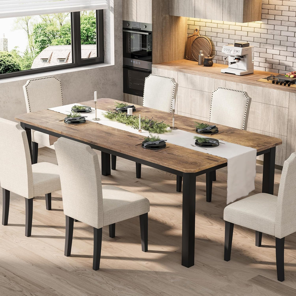 Garvee 78.7″ Dining Table for 8-10 People for Dining Room,Brown(Only Table) |...