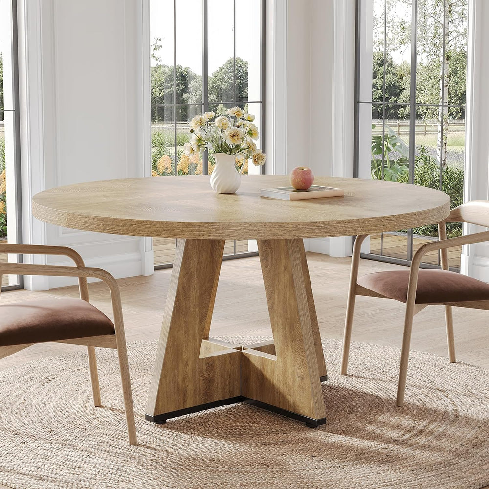 LITTLE TREE Round Dining Table for 4-6 People, 47 Inches Dining Room Table wi...