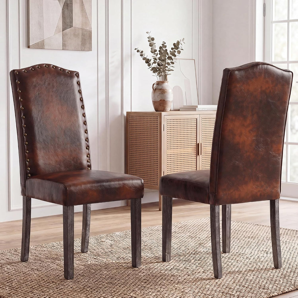 LSSBOUGHT Dining Chair Upholstered Parsons Kitchen Chair with Copper Nails an...