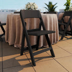 Flash Furniture Hercules Tucker Commercial Black Resin Folding Chair - Lightweight, Vinyl Padded Removable Seat, Indoor Outdoor Use, Event & Wedding Ready, Set of 4